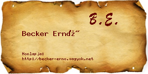 Becker Ernő névjegykártya